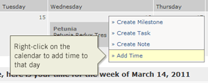 Add time using right click on calendar