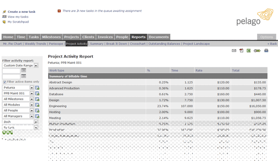 Project activity report