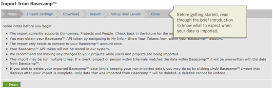 Intervals Basecamp Data Import Overview