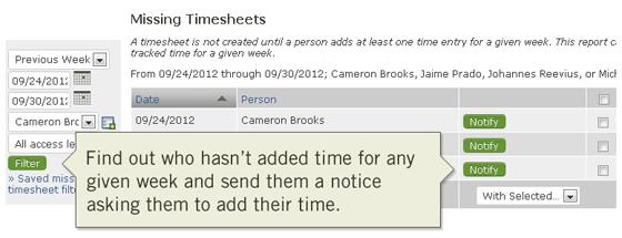 Find missing weekly timesheets for better time tracking online