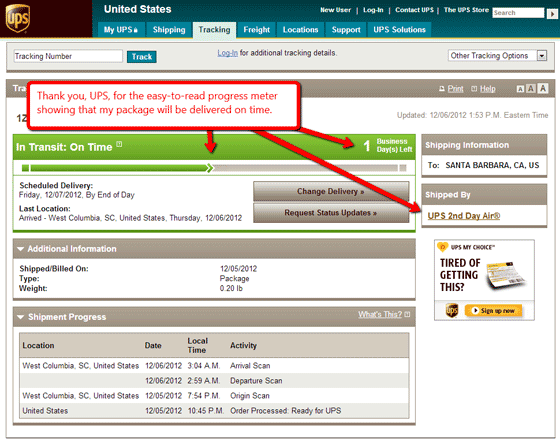 UPS UX Visualization Elements