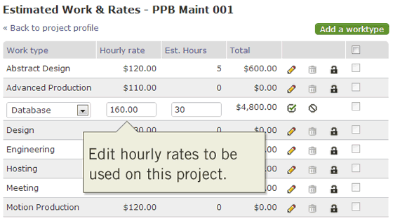 Enter the hourly rates for each type of billable service