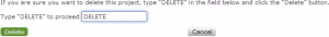 Project deletion confirmation