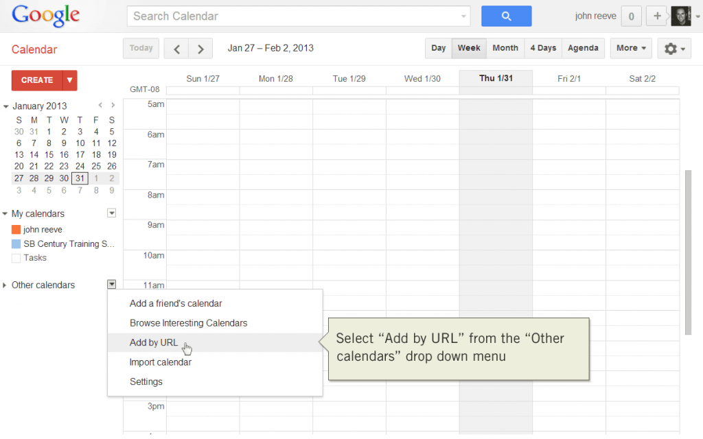 Add calendar by URL with Google Calendar