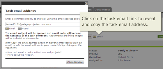 Updating and Tracking Tasks Online via Email Address