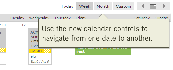 Use the new calendar controls to navigate from one date to another