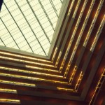 Looking up from the lobby of a hotel