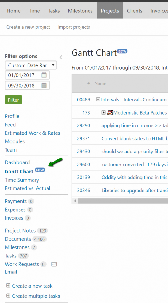 Project Link Gantt Chart