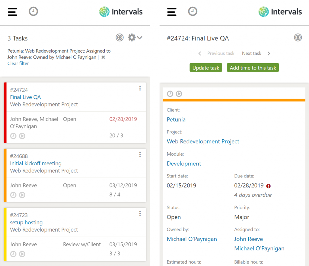 Intervals Mobile App Task Management