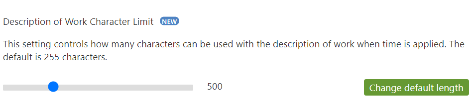 Character limit for time entry descriptions