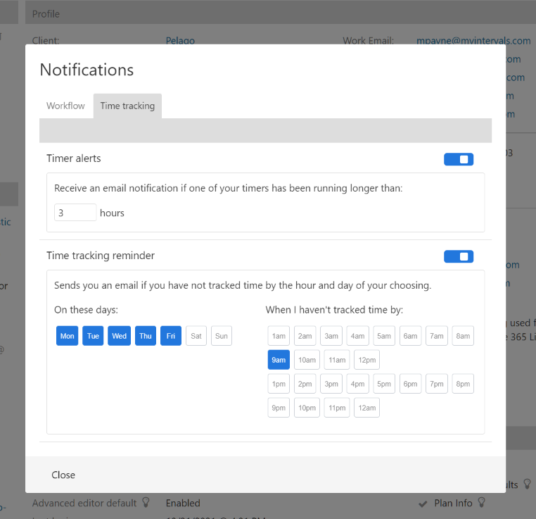 Time Tracking Notifications