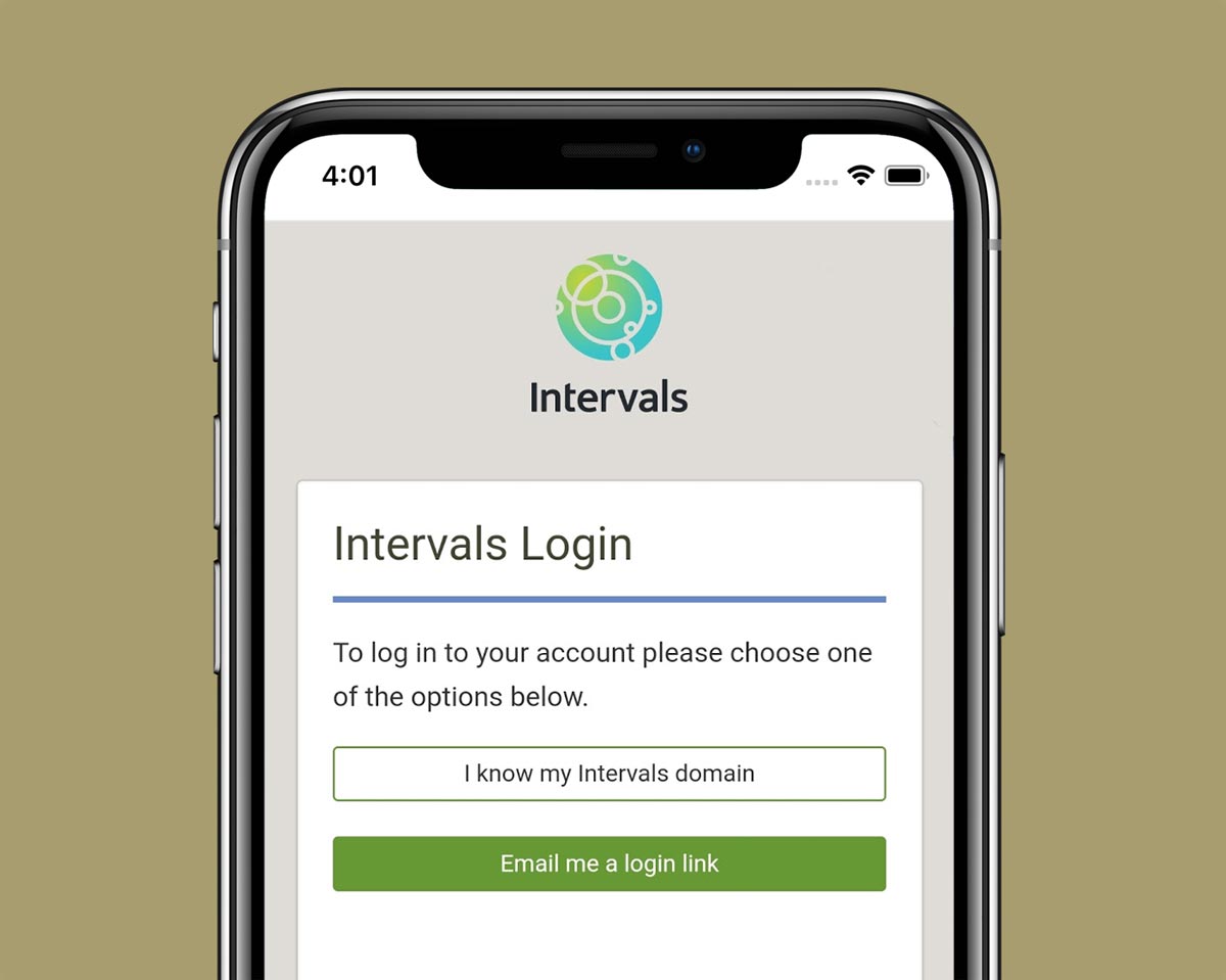 Log into Intervals mobile app