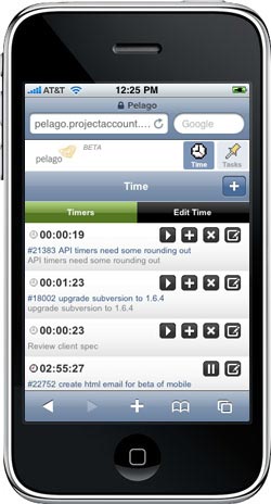 Intervals online time, task and project management mobile UI