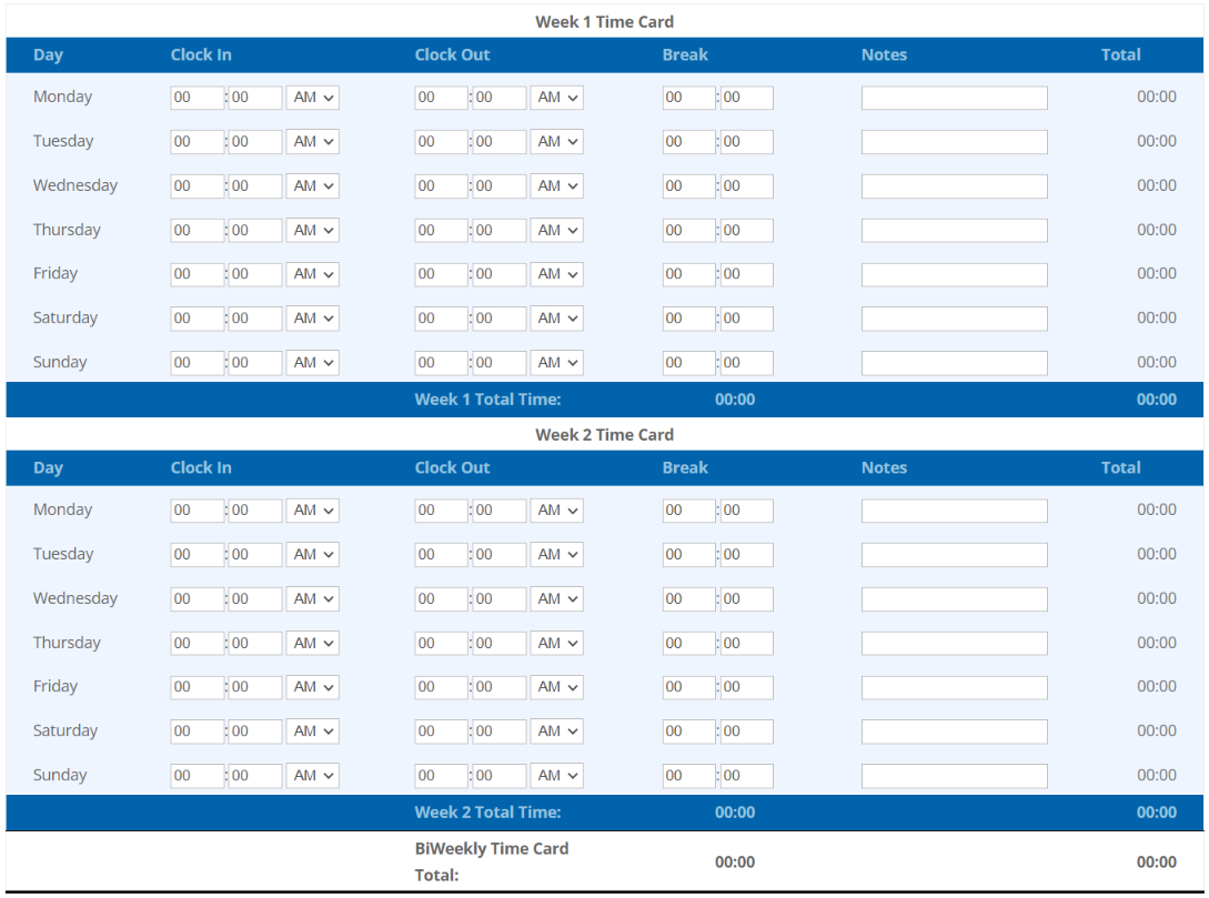 A Free Biweekly Timecard Calculator