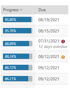 Milestone progress